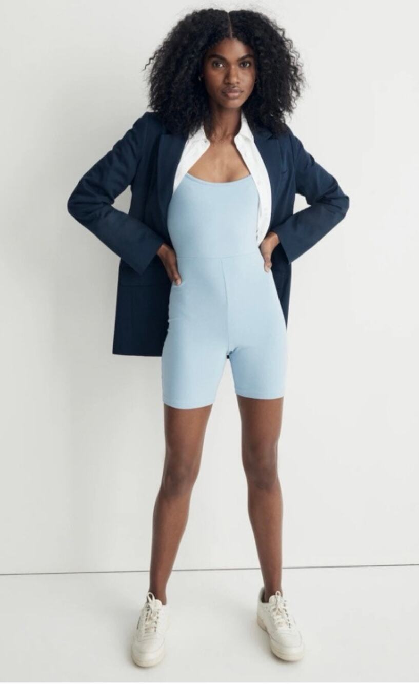 Madewell Blue Biker Unitard sz M